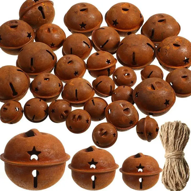 

12/24Pcs Rusty Jingle Bells Christmas Vintage Jingle Bells Xmas Tree Bell Hanging Ornaments Christmas Decorations For Home