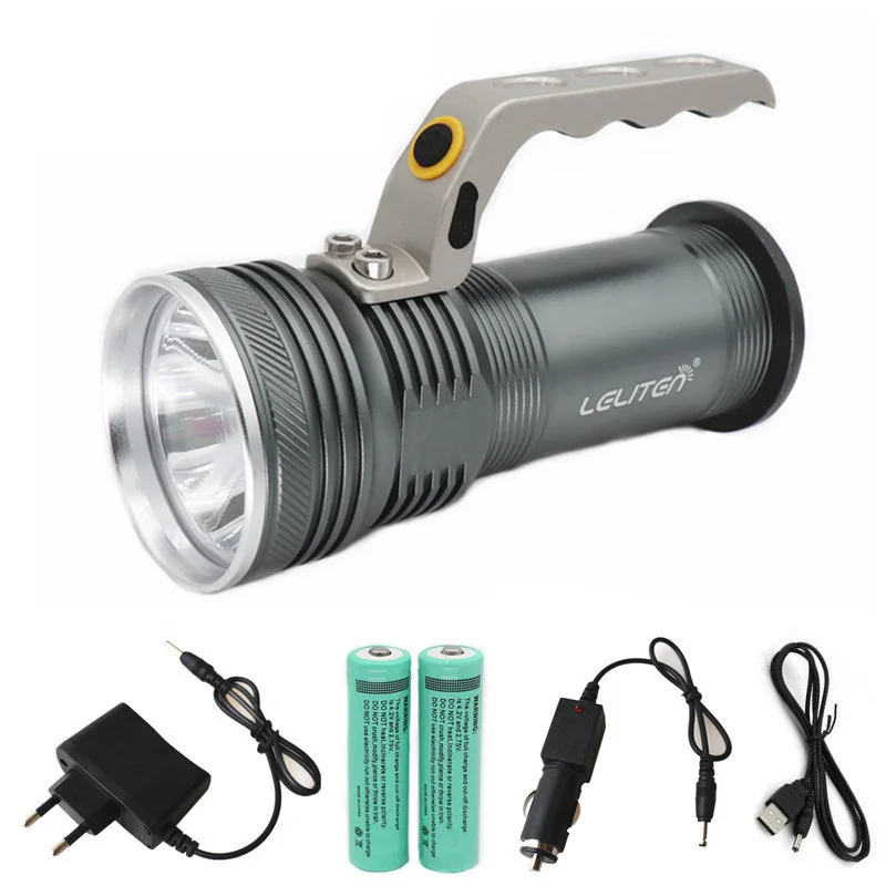 

Super High quality Handheld lamp Searchlight Rechargeable LED Flashlight Waterproof fishing lanterns hunting Torch use 2*18650