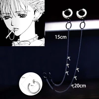 unique design stainless steel helix earring fake piercing chain lip ring labret nose fake septum piercing harajuku cosplay anime