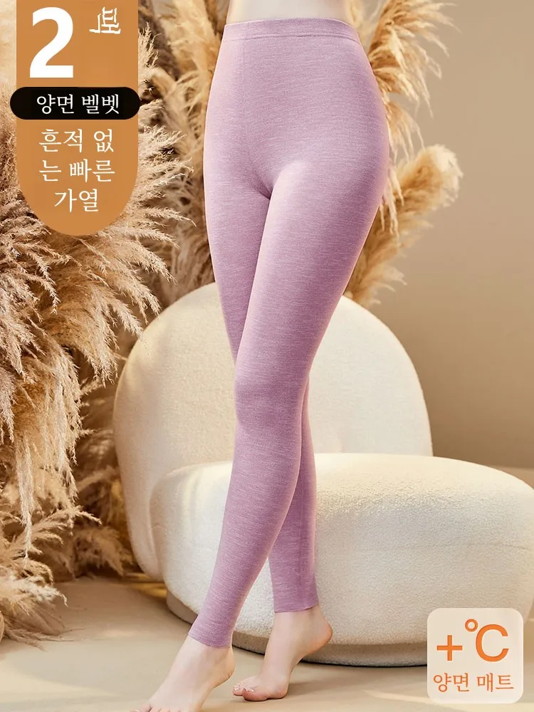 Dralon Long Johns Leggings women Fleece-lined Thick Tight Warm Pants Cotton Woolen for Students Warm-keeping