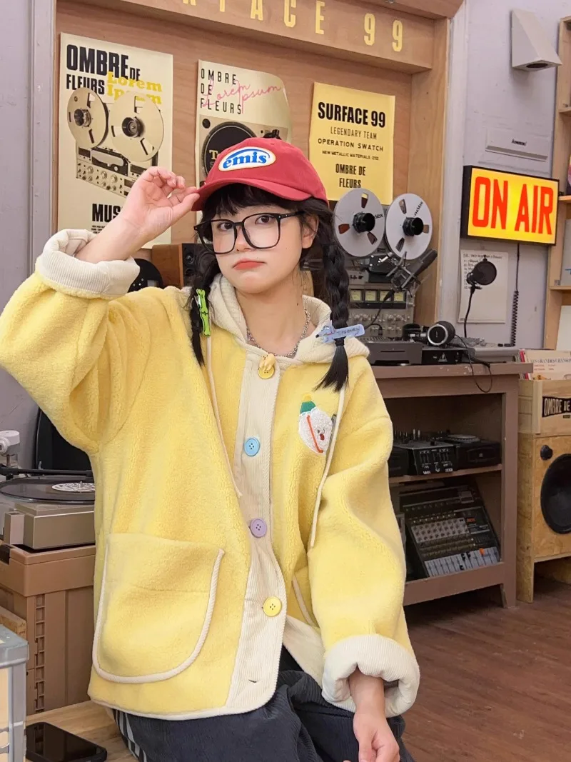 2024 новая японская зимняя оригинальная детская винтажная милая молочно-желтая
