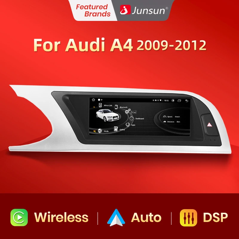 Junsun AI Voice Беспроводная Автомагнитола для Audi A4L B8 2009 2010 2011 2012 2013-2016 4G DSP Andorid Auto GPS |