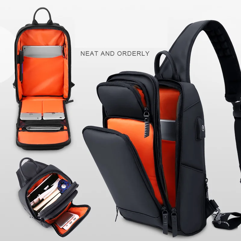 

Новинка 2022, сумка через плечо для мужчин с USB-зарядкой, сумка на плечо, высококачественные сумки-мессенджеры, Мужская водонепроницаемая нагрудная сумка для коротких поездок
