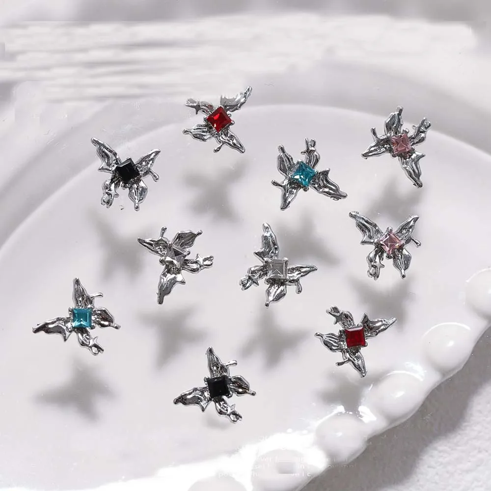 10 шт. декоративные бриллиантовые бабочки из серебряного сплава