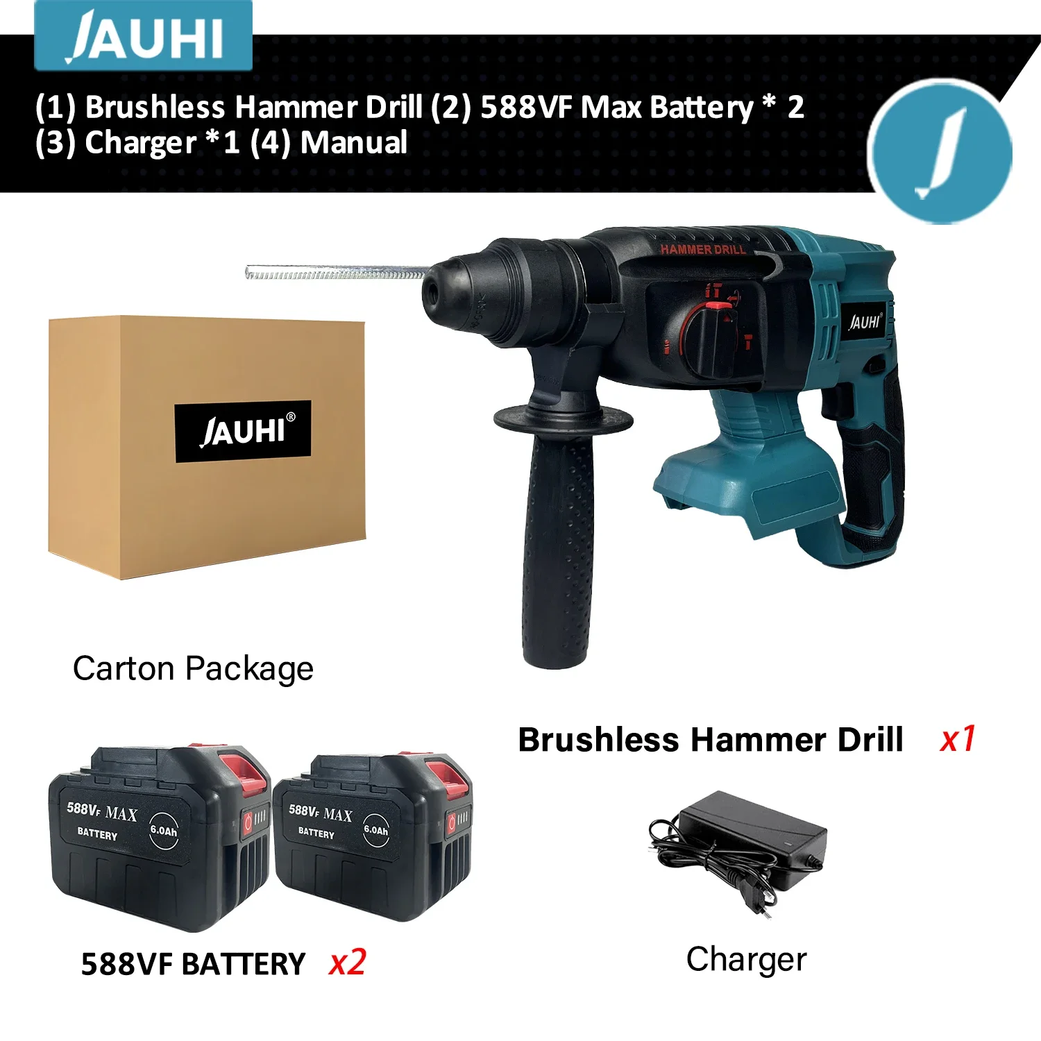 

Аккумуляторная ударная дрель JAUHI 18В 26мм