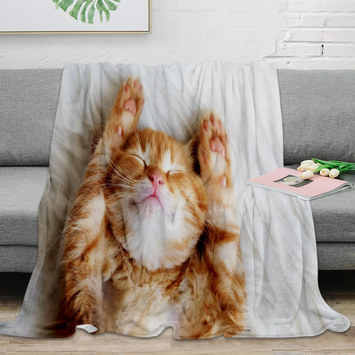 

Белое одеяло с животными, кошками, теплое плюшевое одеяло, портативное одеяло для путешествий, кемпинга, пикника