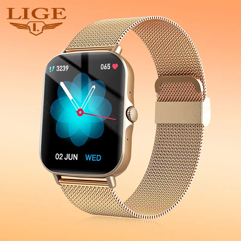 

Смарт-часы LIGE для мужчин и женщин, спортивные водонепроницаемые Смарт-часы с Bluetooth, с монитором температуры, шагомером, подсчетом калорий