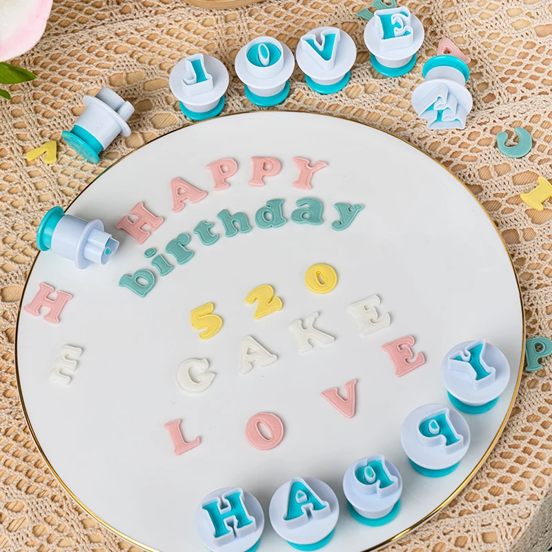 رسائل ثلاثية الأبعاد أرقام الربيع قالب فندان البسكويت قالب قطع الكعكة أدوات تزيين الكعكة للأطفال اكسسوارات المطبخ الخبز