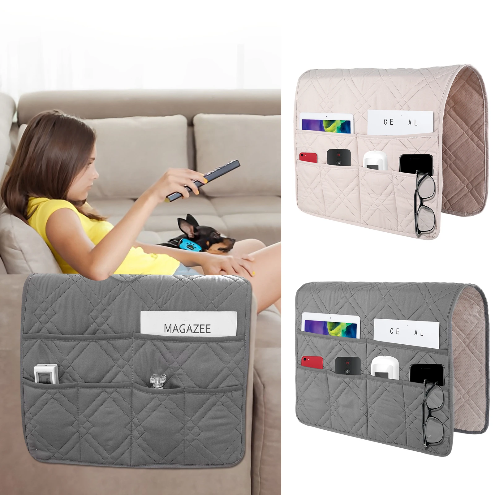 

Sofa Armrest Organizer with 6 Pockets Waterproof Armchair Caddy Organizer Non-Slip Armrest Storage Organizer Hanging Sofa