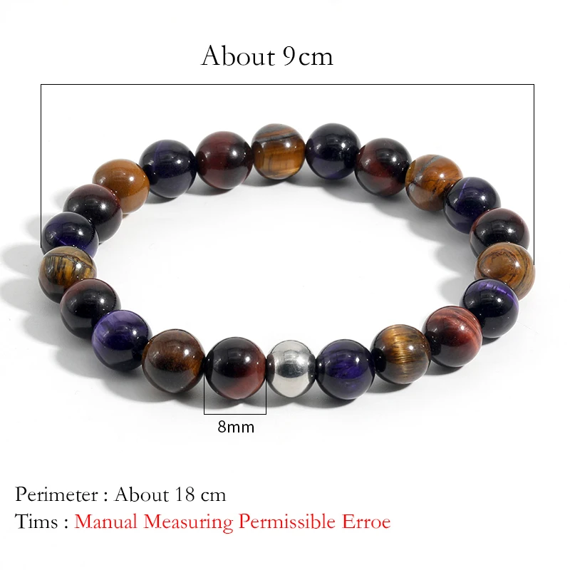 OAIITE 8 мм натуральный желтый фиолетовый красный три цвета тигровый глаз чакра