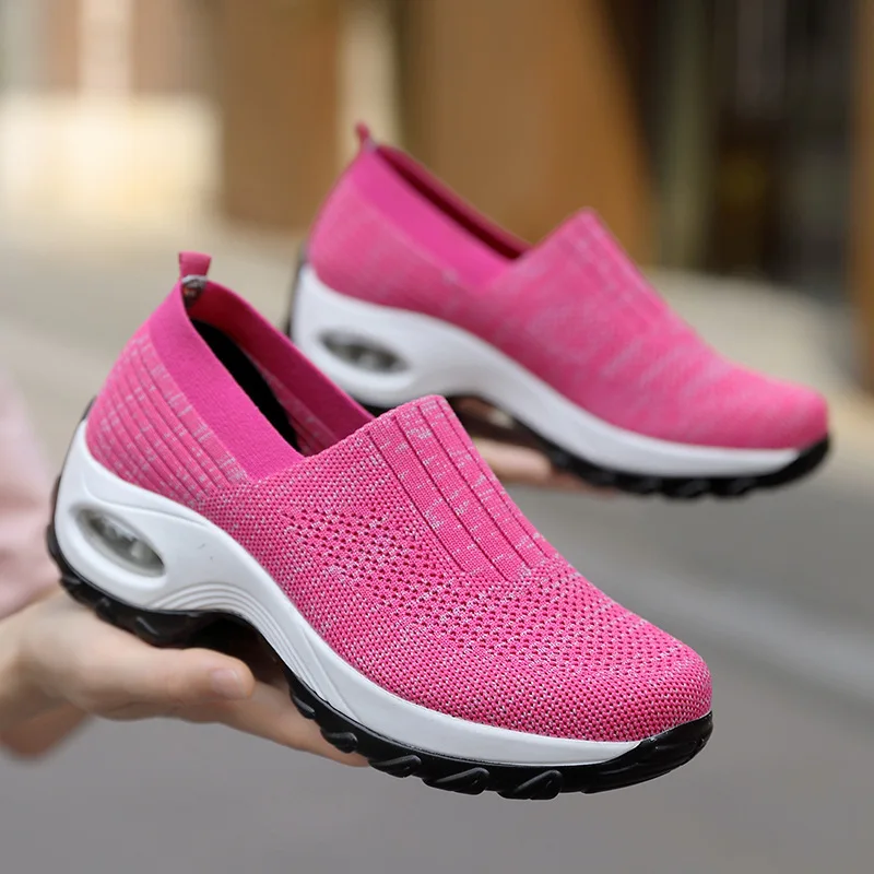 Air Cushion Non slip Women's Walking Mesh Sports Shoes Spring/Summer New Breathable Casual Thick Sole Soft Sole Women