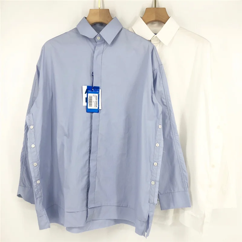 

Oversize ADER ERROR Side Button Lapel Shirts Men Women 1:1 High Quality Cutting Double Hem Adererror Shirt Slightly Blouse