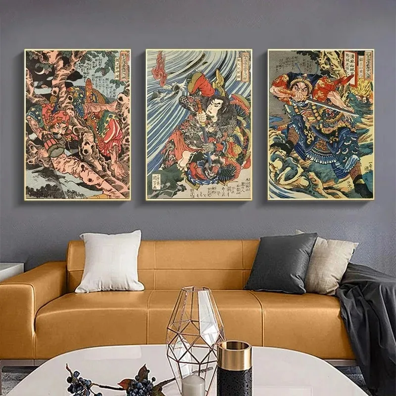 Украшение на стену для дома с изображением монстра в стиле укиё-э-самурайского