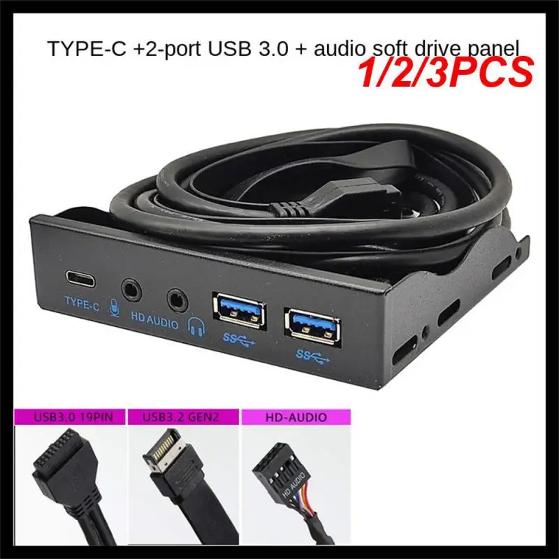 

1/2/3 шт. 3,0 Передняя панель для ПК USB 3.1 Type C + 2x USB3.0 + 2x USB2.0 Hub + аудио 3,5 мм + микрофон для наушников 5,25 дюйма-ROM