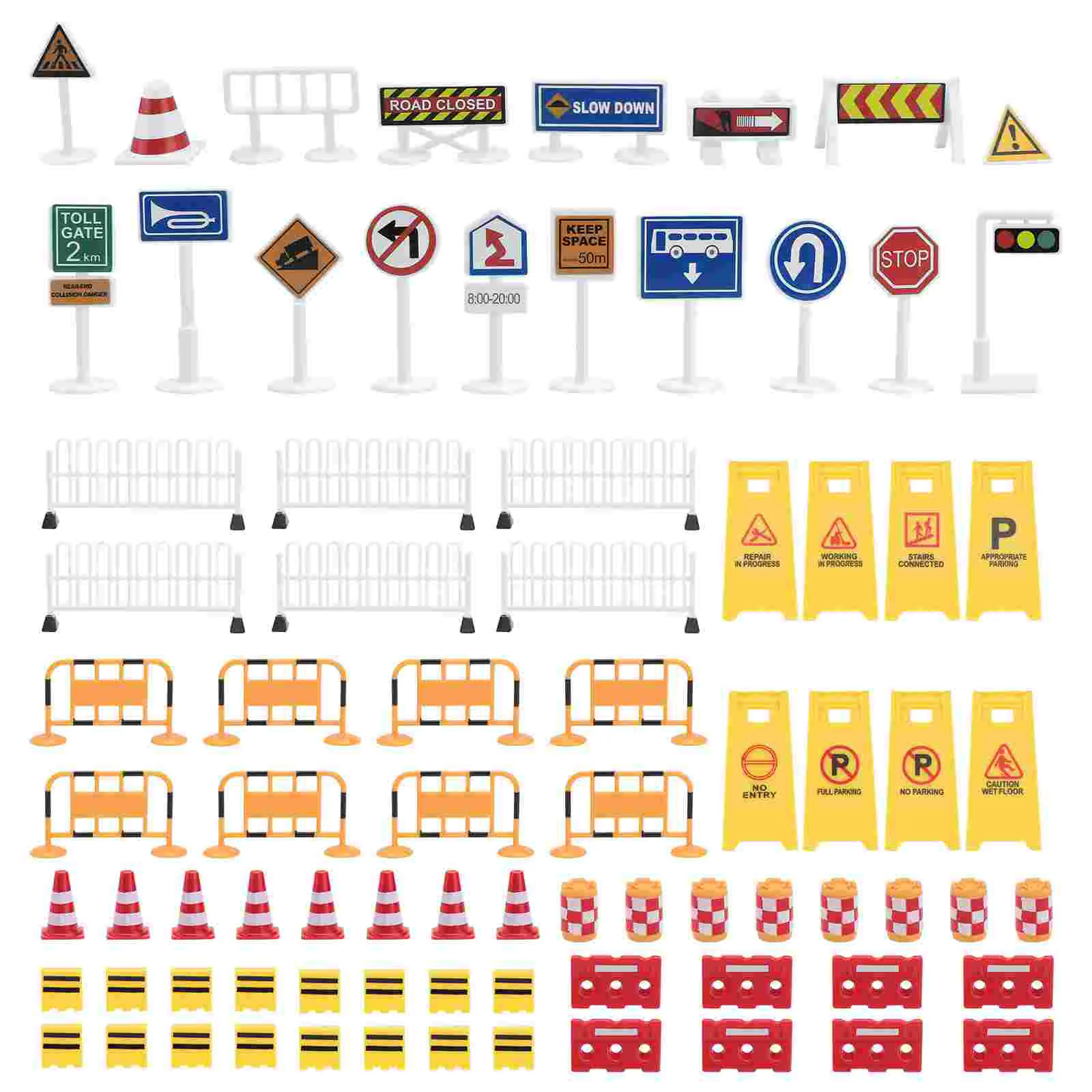 

1 Set Simulated Traffic Barrier Signs Warning Roadblock Children Road Sign Toy