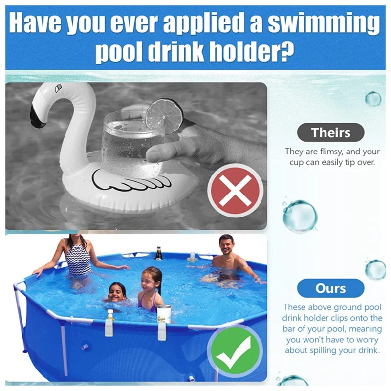 

4 Pcs Poolside Cup Holder,No Spills Drink Holder For Above Ground Pools,Pool Drink Holders Fits 2 Inch Or Less TOP Round