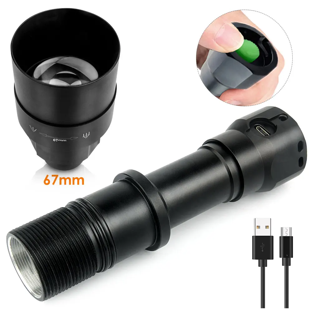 

UniqueFire 1605 IR 940NM LED Flashlight 67mm Lens Infrared Light Night Vision Torch with USB Port 3 Modes Rechargeable Whole SET