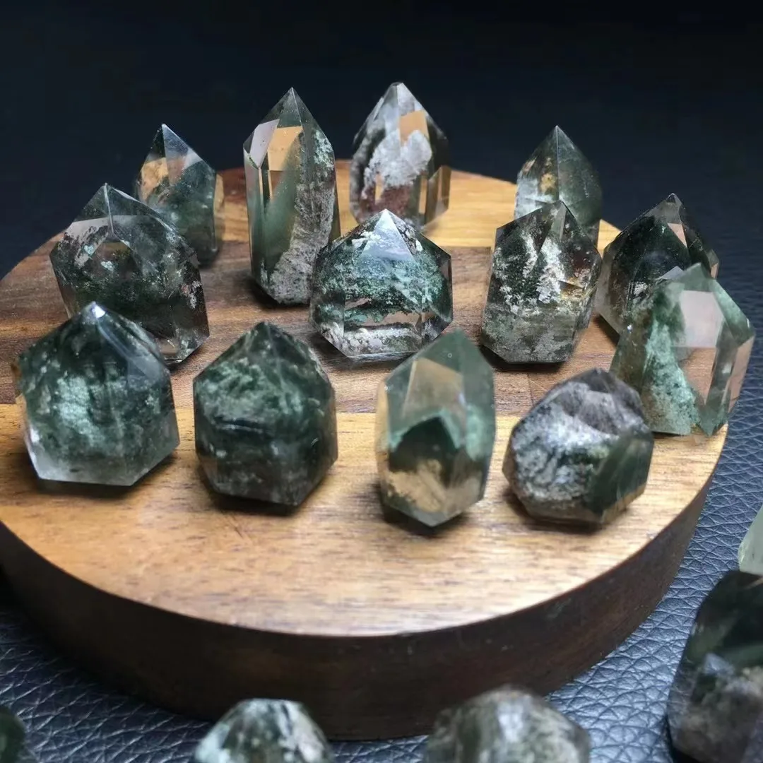 

24mm To 30mm High Quality Hot Selling Natural Green Phantom Quartz Crystal Point Tower For Home Decoration