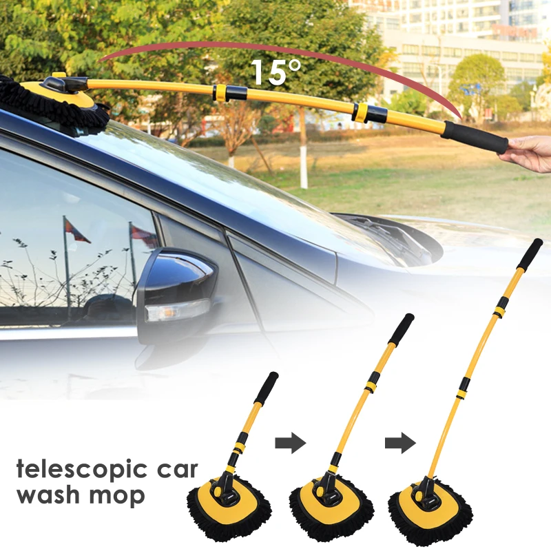 

Goramsay 2023 New Car Cleaning Brush Car Wash Brush Telescoping Long Handle Cleaning Mop Chenille Broom Auto Accessories