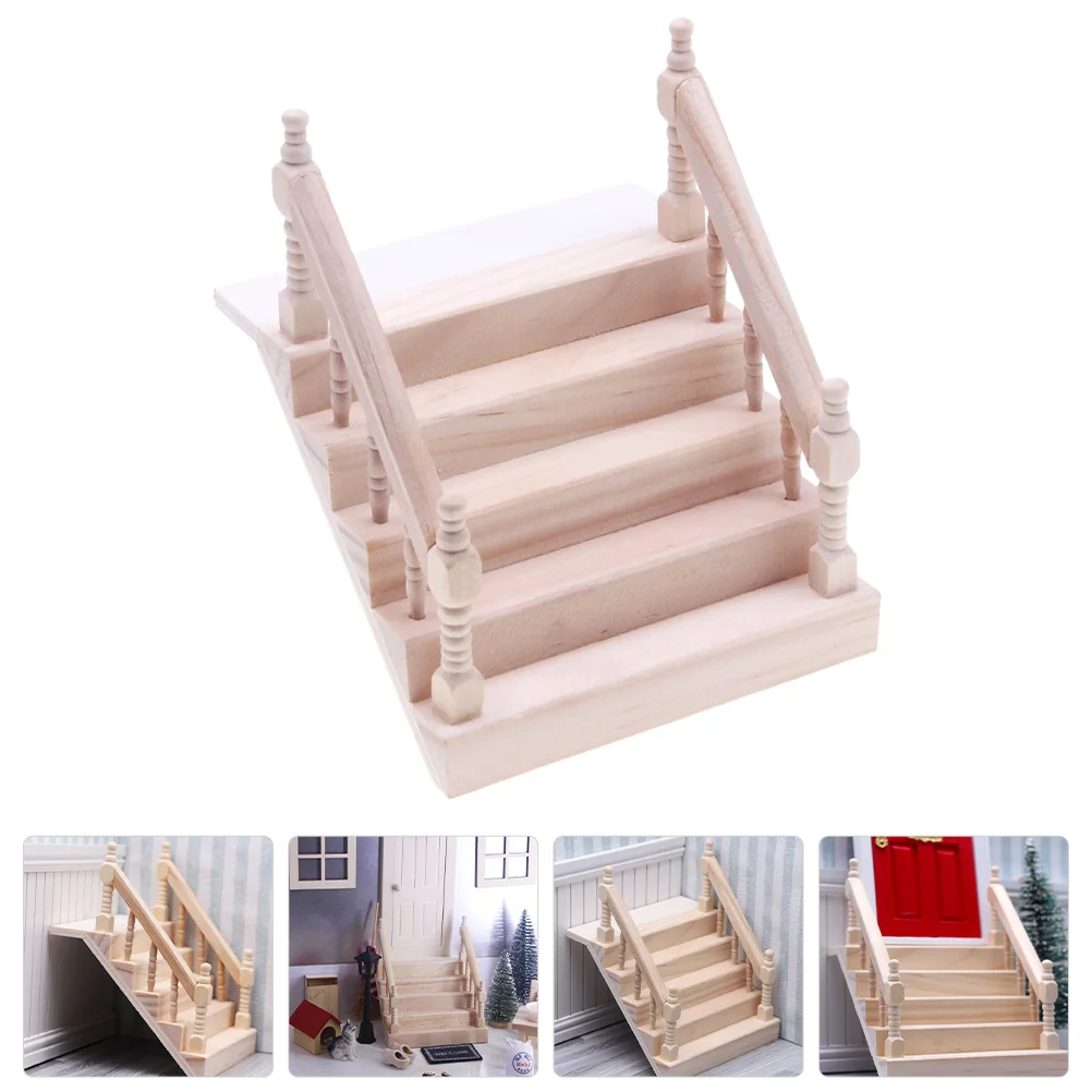 

Wooden Staircase Model House Mini Stairs Ornament Accessory Tabletop Miniatures