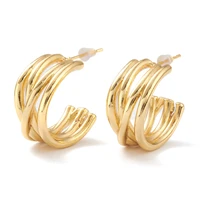 kissitty 1 pair gold color plated brass half hoop earrings for women long lasting plated split earrings jewelry findings gift