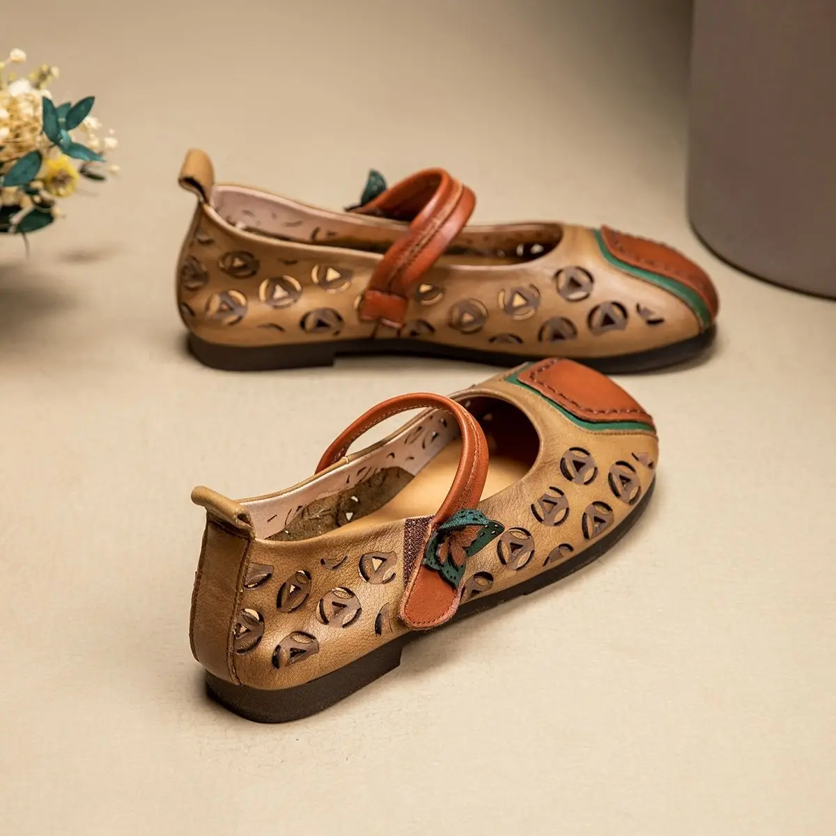 Precision stitching Ballet Flats Design Round Head Wide Feet Women's  Woman moccasin Loafers Mom Flats Ladies Vintage Flat Shoes