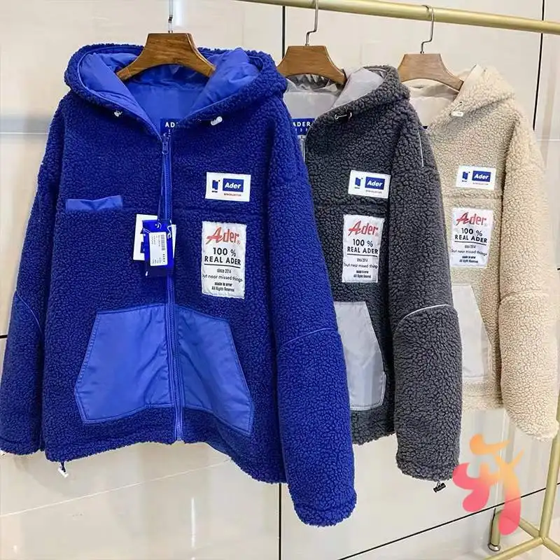 

ADERERROR Polar Fleece Zipper Thickened Jacket Men Women Ader Lamb Wool Reversible Hooded Jackets Oversize