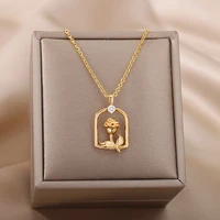 boho rose flower necklaces for women heart stone geometric pendant necklace birthday aesthetic jewelry bijoux gift 2022
