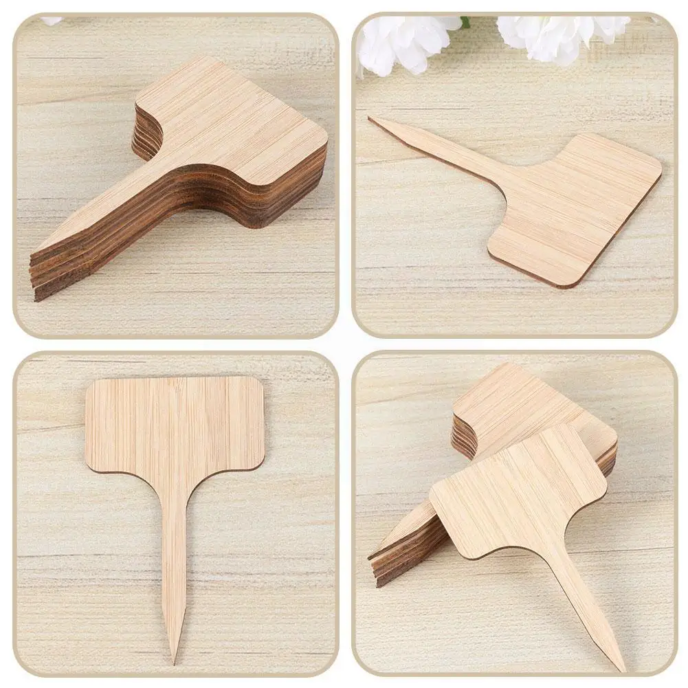 

50pcs Wooden T-type Bamboo Plant Labels Eco-friendly Wooden Plant Sign Tags Garden Markers For Seed Potted Herbs Flowers To Z0f1