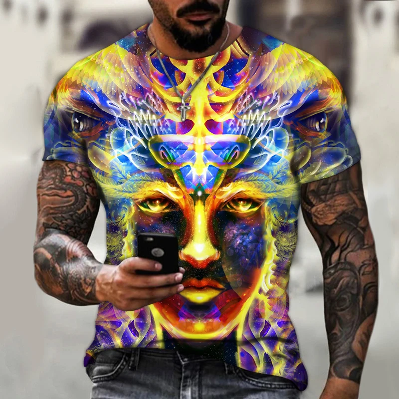 

New Dazzling 3D Casual Tees Mens Clothes Hip Hop Men's Clothing T-shirts Streetwear Oversized T-shirt Summer Y2k Harajuku Tops
