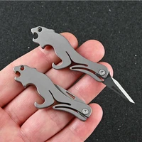 new tc4 titanium keychain leopard folding knife pocket edc opener letter open tools