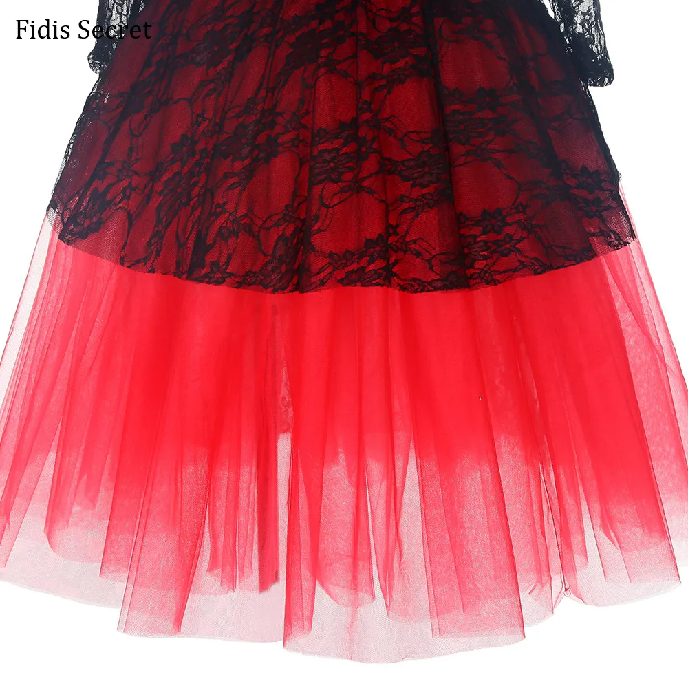 Женская Черная кружевная + красная фатиновая юбка романтичная балетная пачка