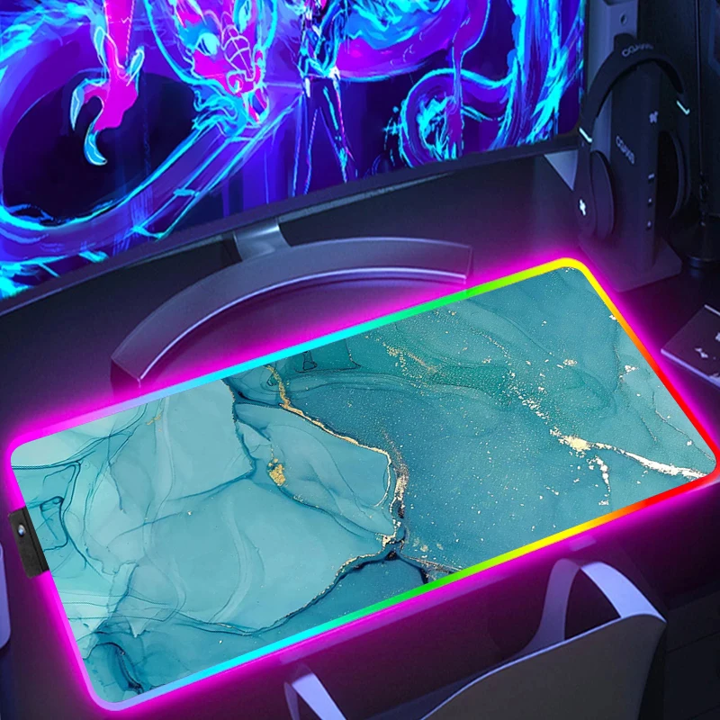 

RGB Mousepad Xxl Gaming Mouse Pad Backlight Desk Protector Marble Pc Gamer Accessories Backlit Mat Keyboard Large Anime Extended