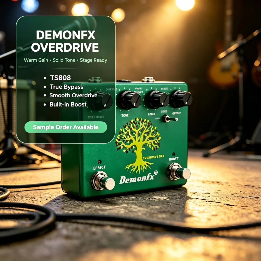 Фото Педаль эффектов для гитары Demonfx DF8 Deluxe Tube Drive TS808 Booster в одном корпусе, винтажный звук, овердрайв, эффекты для электрогитары №1
