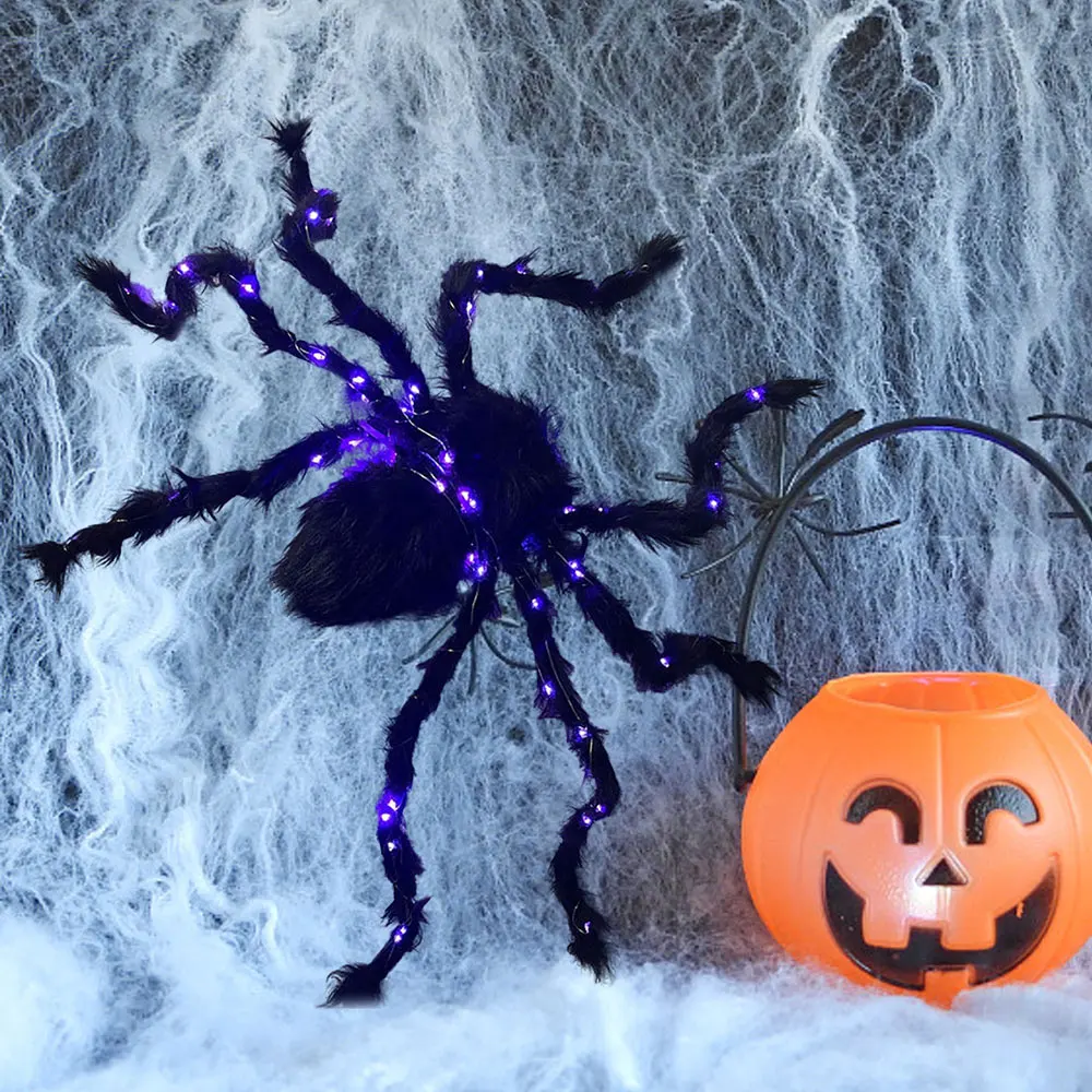 Украшение на Хэллоуин светодиодный телефон большой плюшевый паук реквизит