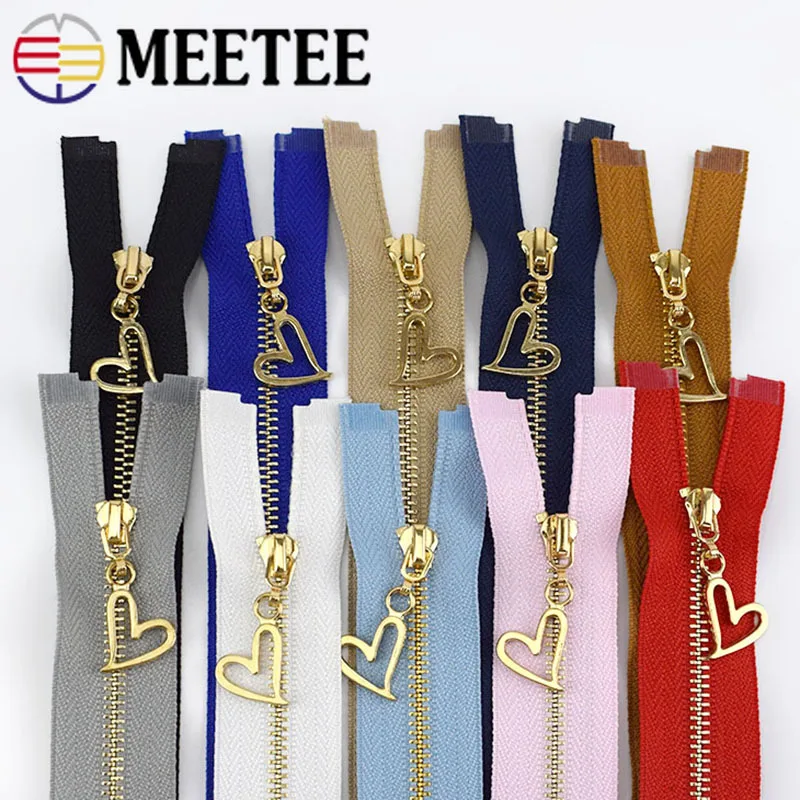 

5/10pcs 15/18/20/25/30cm 3# Metal Zipper Close End Gold Teeth Zip Closure for Sewing Bag Purse Down Jacket Dresses Accessories
