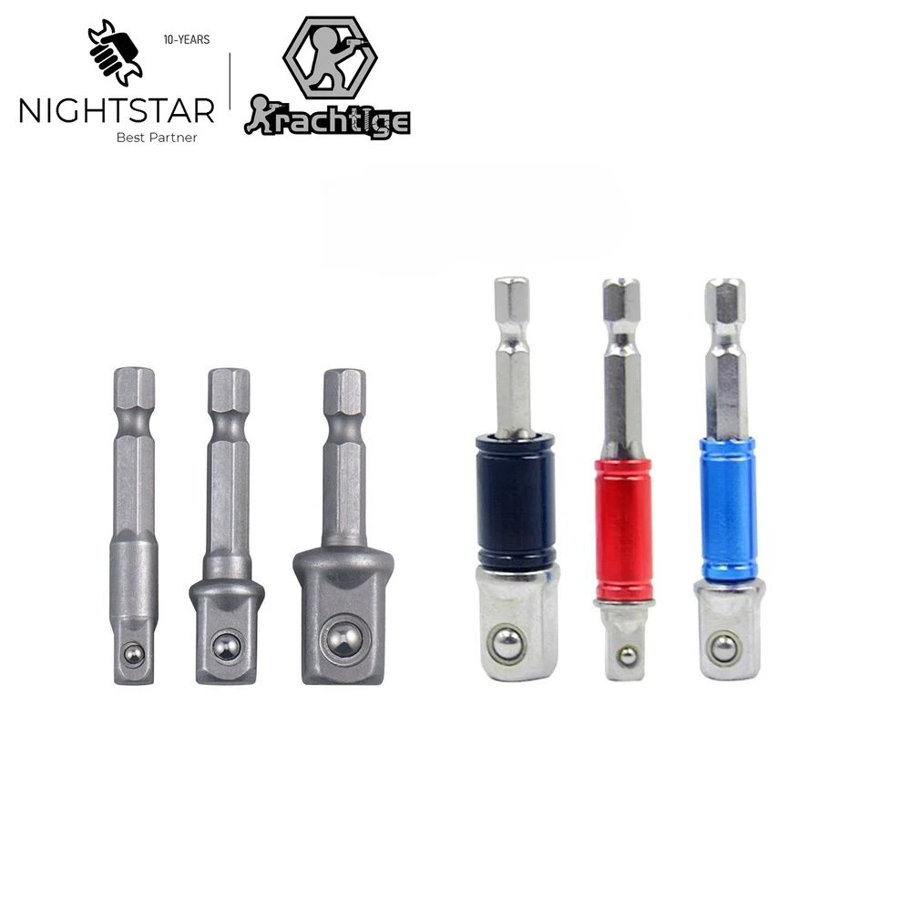 3 шт., набор преобразователей поворотных адаптеров для ударной отвертки, сверла с шестигранной головкой и квадратным торцом, удлинитель стержня 1/2 3/8 1/4 дюйма