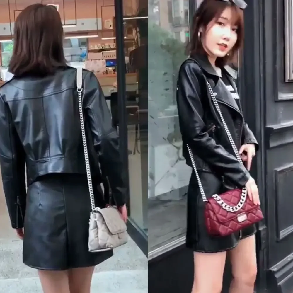 

Chic Messenger Bags for Women Chains Shoulder Bag Diamond Lattice Luxury Handbags Designer Female Small Bolsas