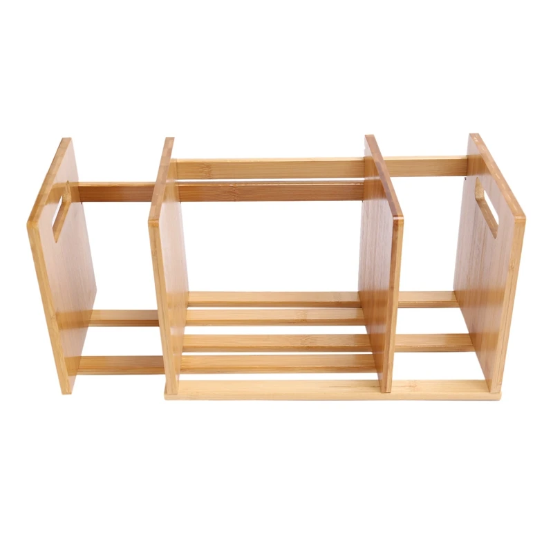 

Best Bamboo Desktop Bookshelf Small Book Rack Adjustable Desk Storage Organizer