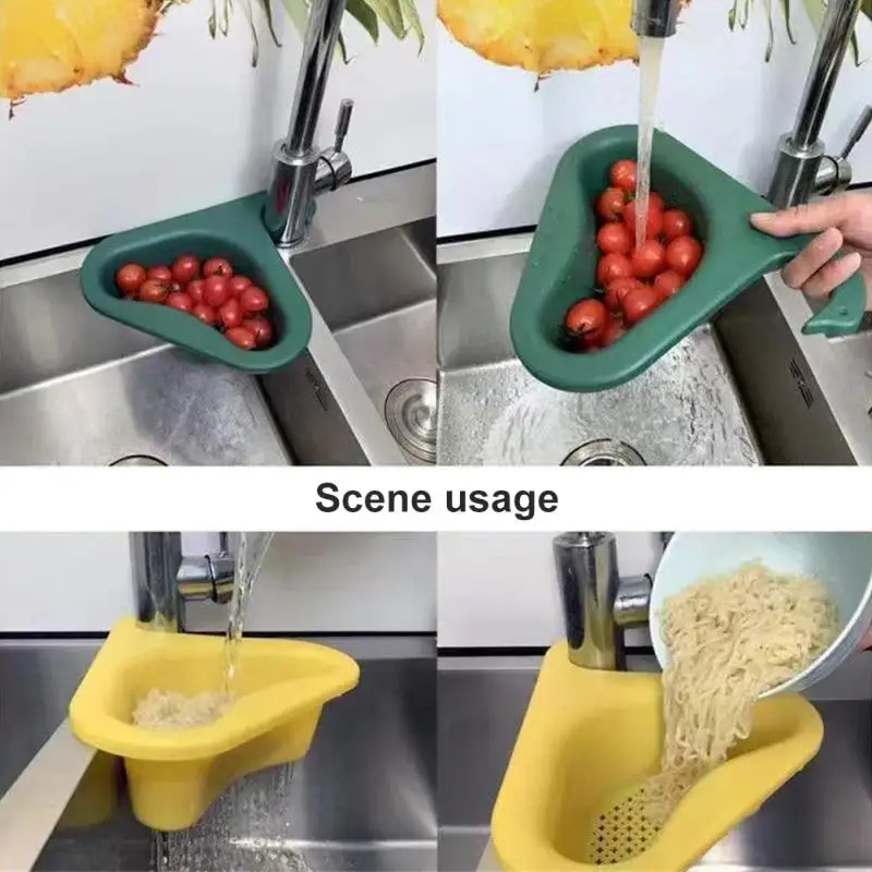 

Kitchen Sink Drain Strainer Basket Leftover Garbage Filter Swan Shape Hanging Vegetable Washing Drainer Triangular Storage Rack