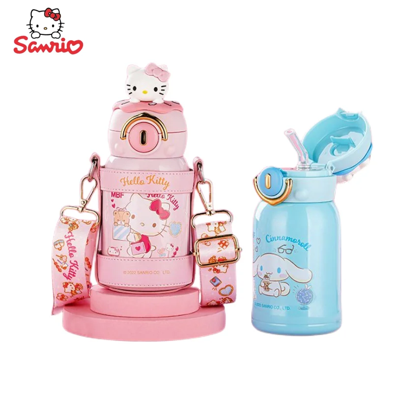 

Hello Kitty Cinnamoroll Sanrio Anime Peripheral Cartoon Kawaii Cute Children Insulation Cup Straw Cup Creative Kettle Wholesale