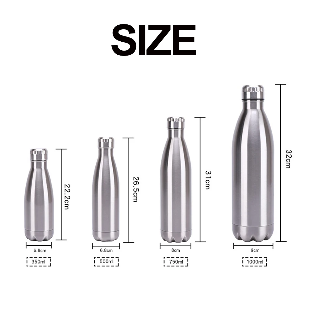 WSKEJI 1000 мл спортивная бутылка для воды из нержавеющей стали двойной герметичный