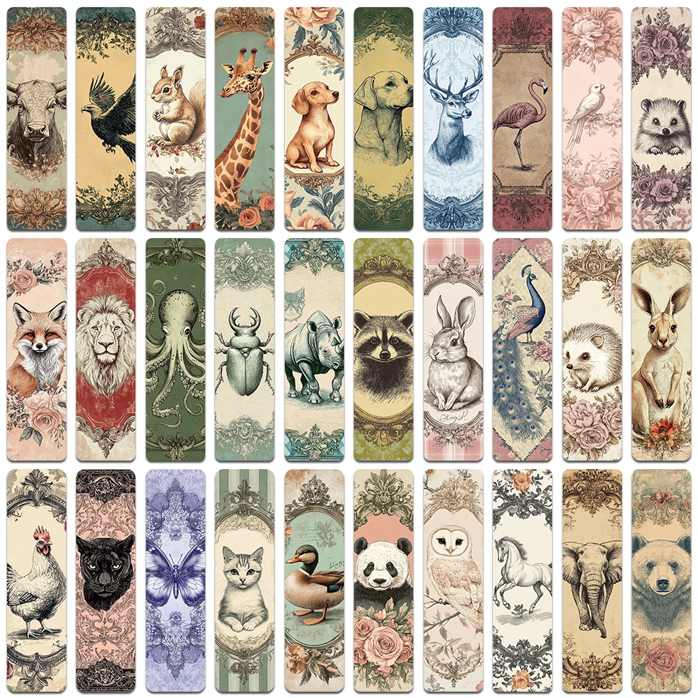 

30 шт., классические винтажные закладки с животными, страницы для чтения, книги с аннотацией, канцелярские принадлежности для студентов, эстетическая закладка «сделай сам»