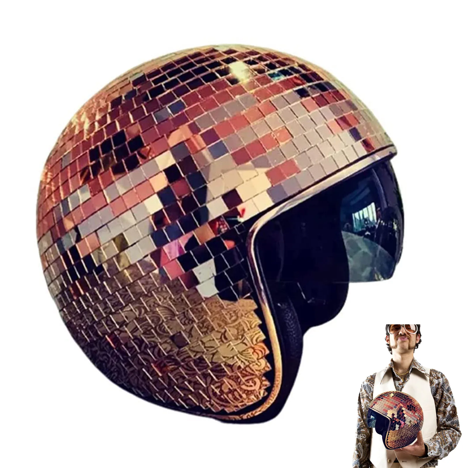 

Glitter Mirror Glass Disco Ball Hat Disco Ball Hat With Retractable Visor Glitter Mirror Glass Disco Helmets Stunning Disco Ball