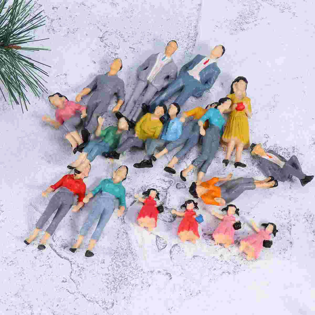 

20PCS Painted Model Train Passenger Standing Posture People Figures Miniature Figurines People Model Kids Ornament House