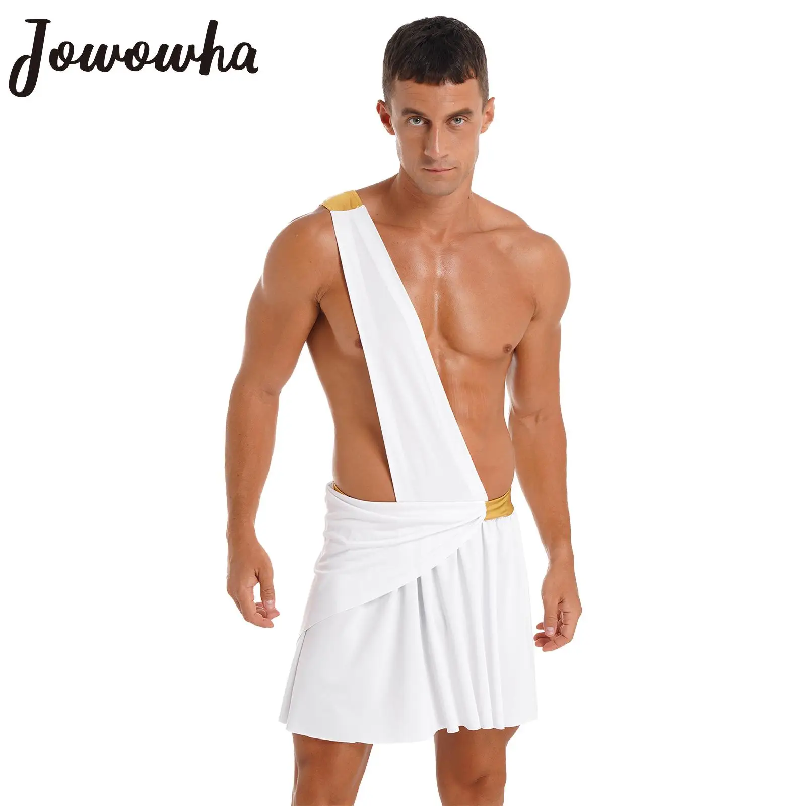 

Men's Halloween Role Play Costumes Ancient Greek God Gladiator One Shoulder Strap Skirt Carnival Theme Party Cosplay Outfit