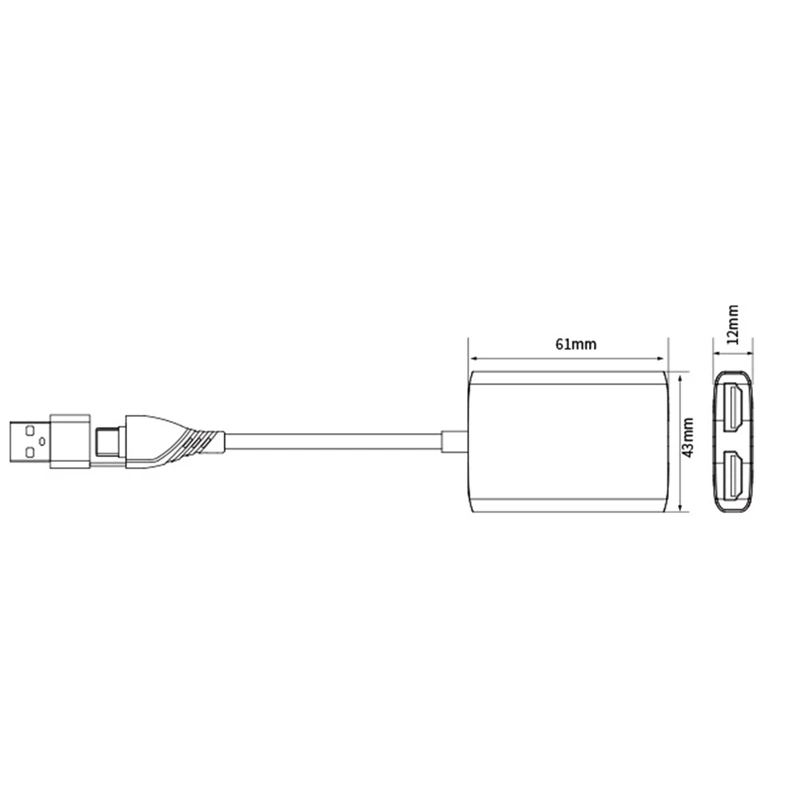 Преобразователь Type-C USB3.0 в Dual-совместимый преобразователь 1080P 60 Гц HD для