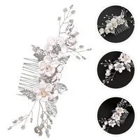 pearl flower hair comb jewelry women hair comb decor wedding bride headdress