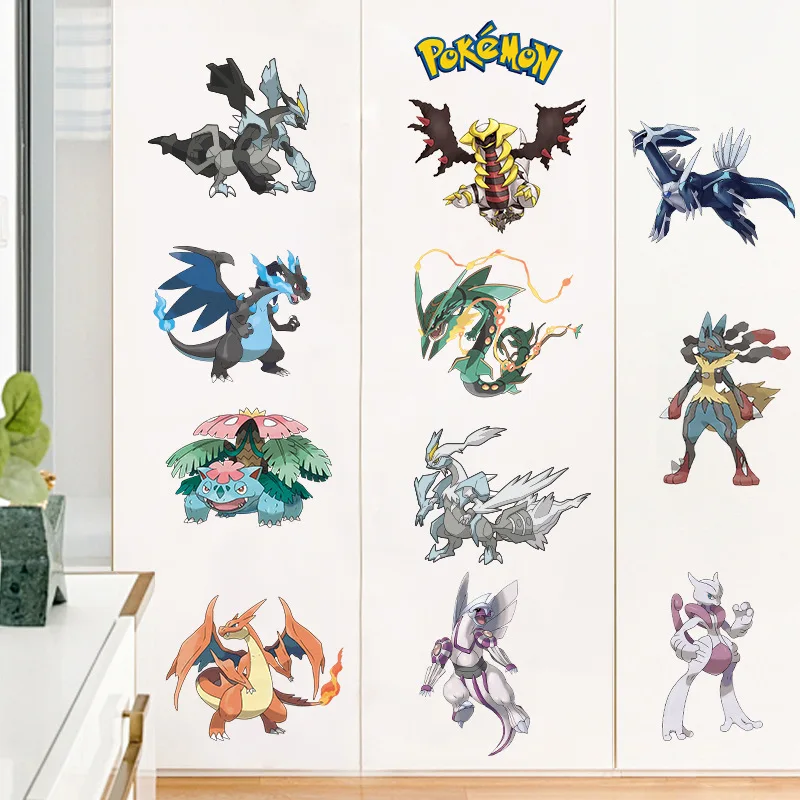 

Pokemon Anime Figure Charizard Mewtwo Rayquaza PVC Wall Stickers Wallpaper for Children's Bedroom Living Room Birthday Gifts