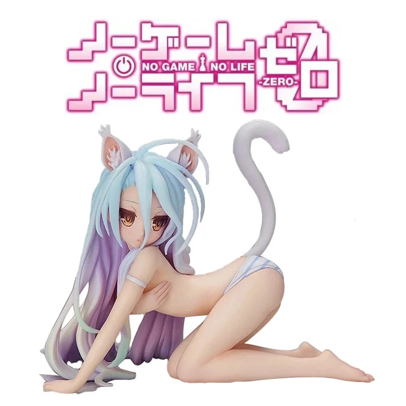 

7CM Shiro Anime NO GAME NO LIFE Figure White Carpet Sexy Swimsuit Catgirl Kneeling Model Toys PVC Collection Static Doll